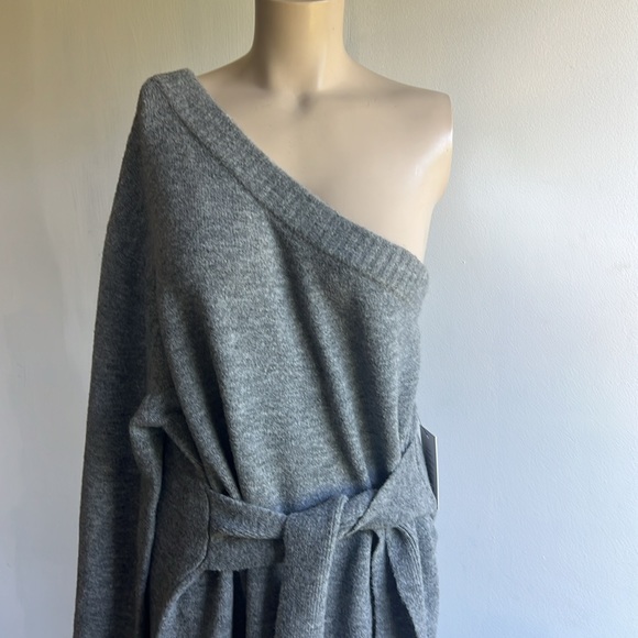 NWT Eloquii one shoulder sweater dress in heather gray - Picture 6 of 11